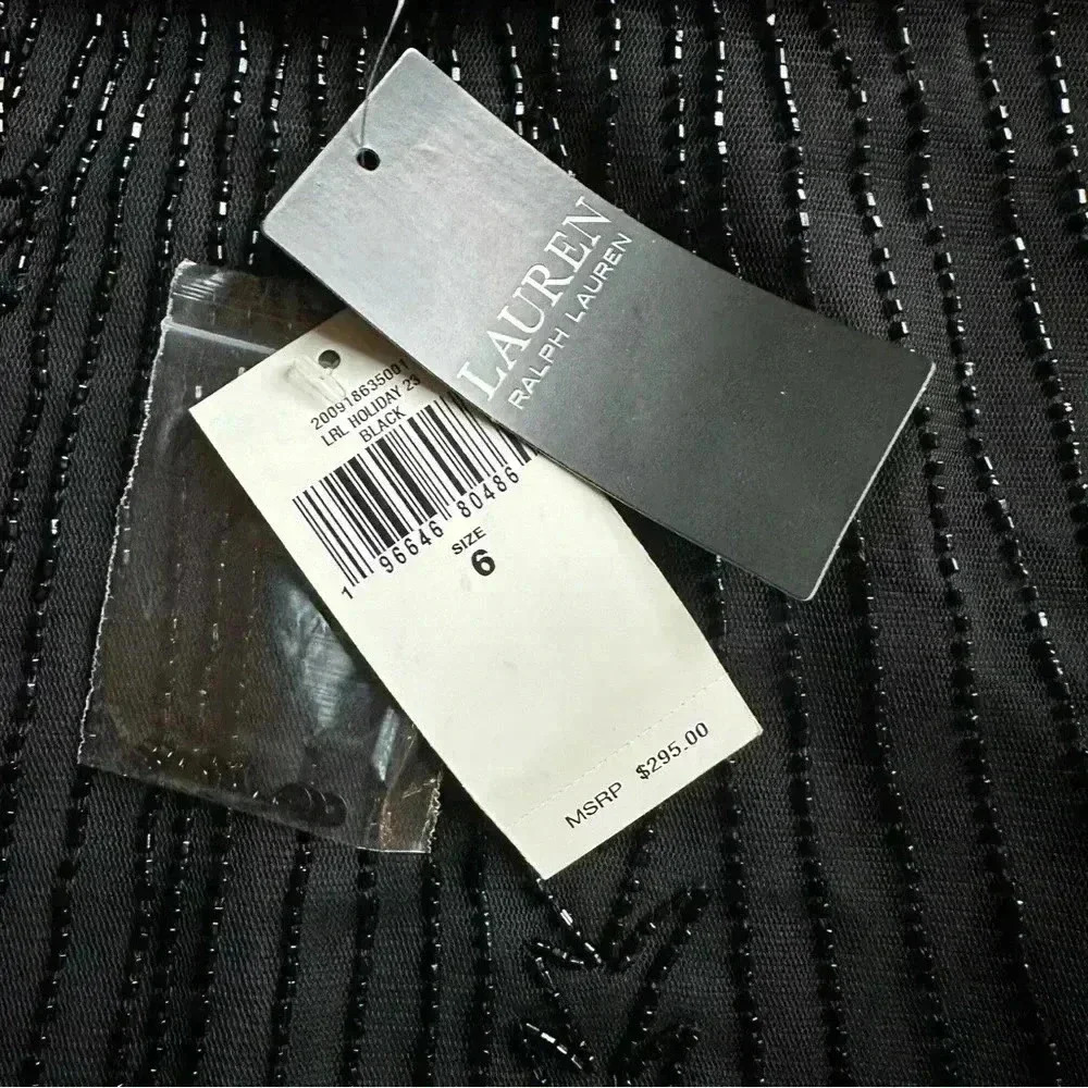 Lauren Ralph Lauren Black Beaded
Mesh A-Line Skirt Size 6 NWT Retail $295 - Picture 5 of 9